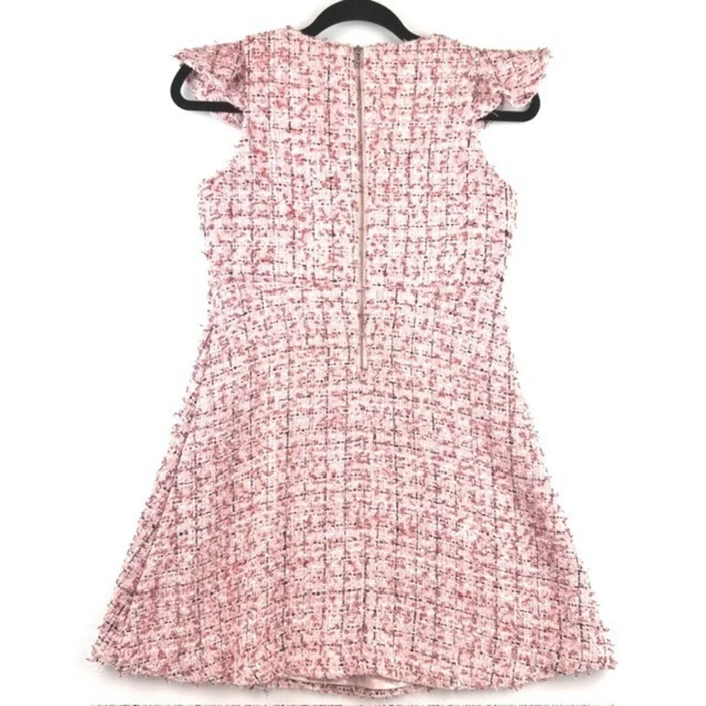 Bardot Junior Girls Pink Tweed Sequin Ruffle Dress Size 16 Kids Special Occasion
